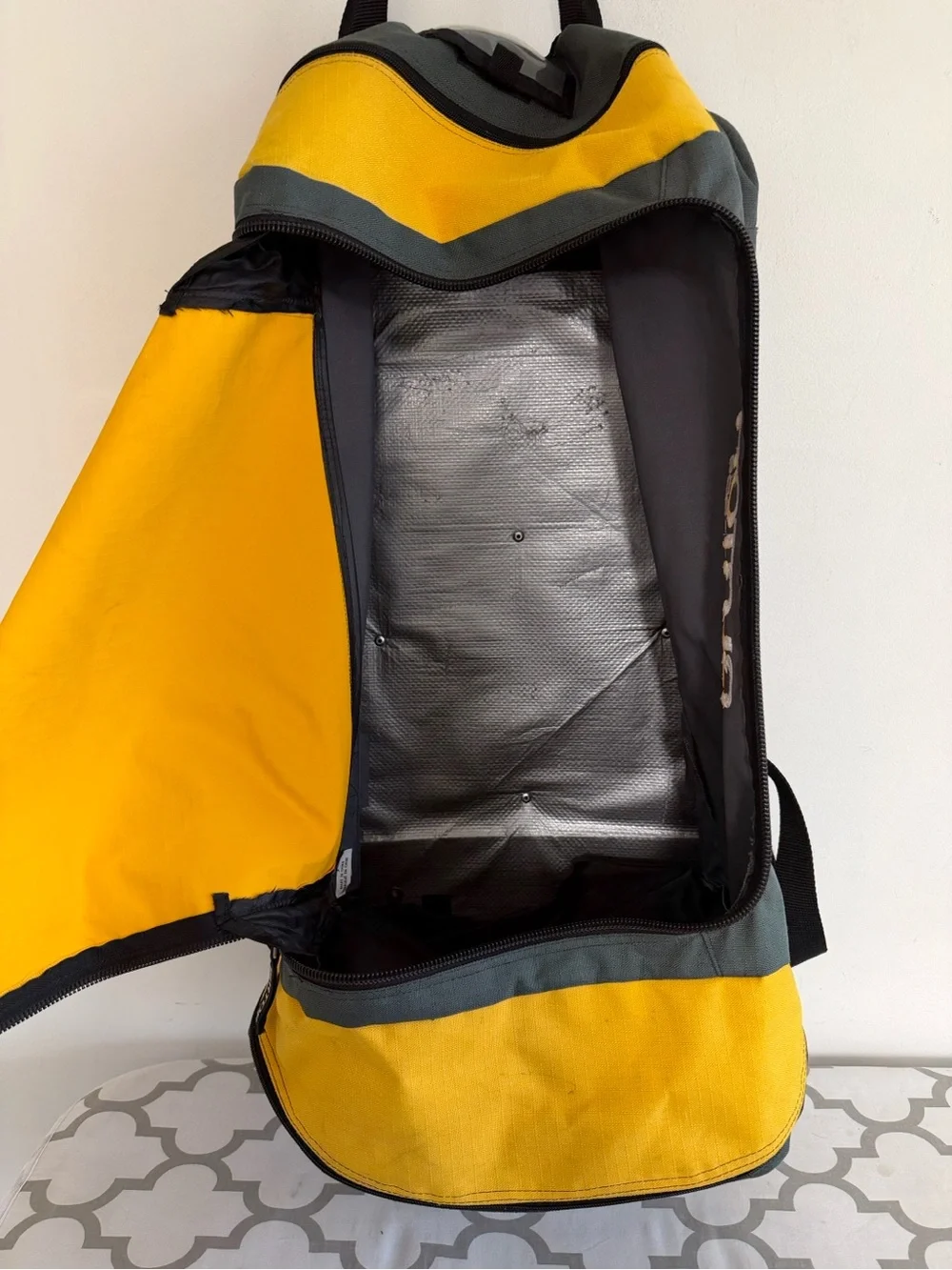 Burton Yellow and Gray Duffel Bag with Top Carry Handles